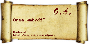 Onea Ambró névjegykártya